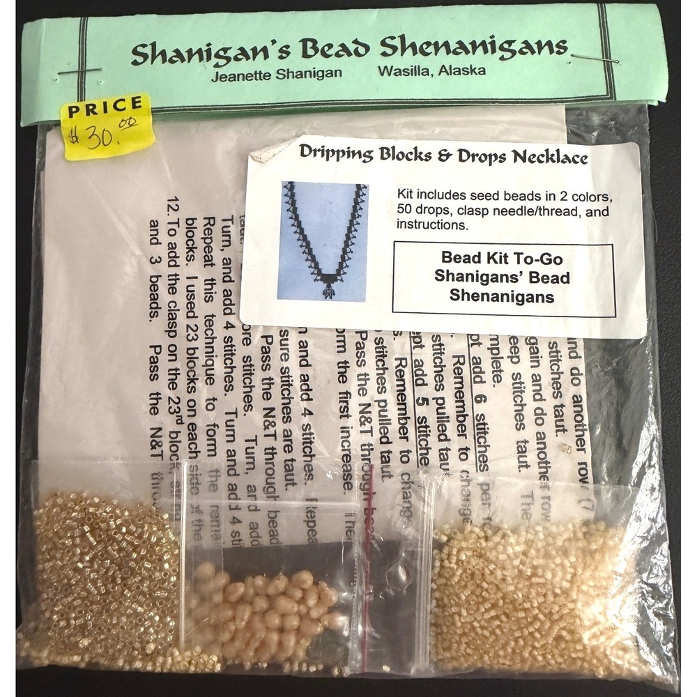 Shanigan's Bead Shenanigans Dripping Blocks & Drops Necklace Kit Champagne BK62